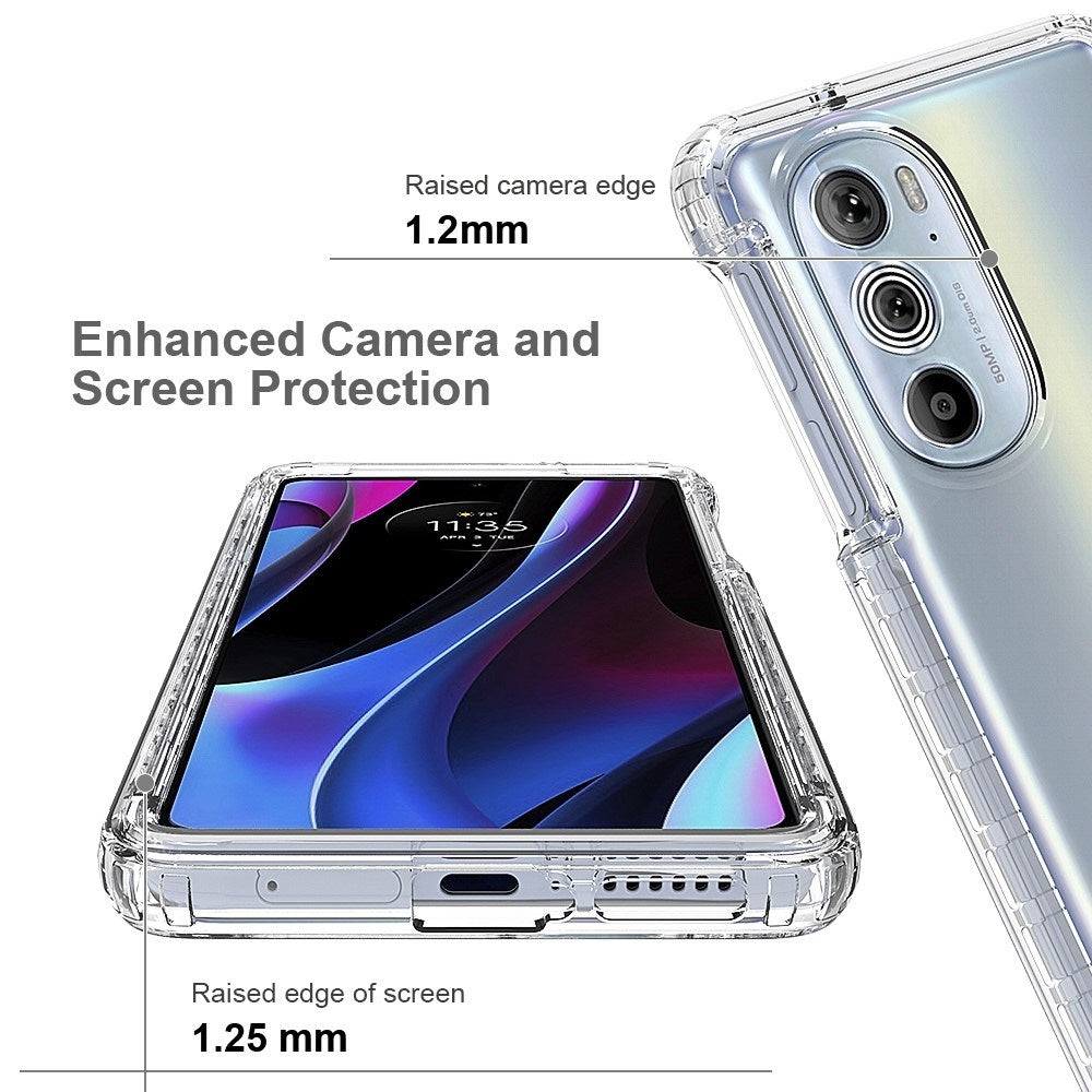 EIDERWOOD Motorola Edge 30 Pro 2-in-1 Stötdämpande Plast Skal - Genomskinlig