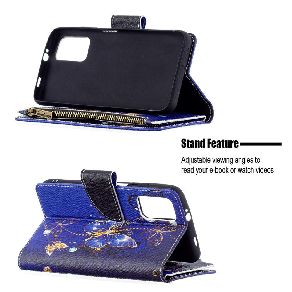 Xiaomi Poco M3 Läderfodral m. Stor plånbok - lila fjäril