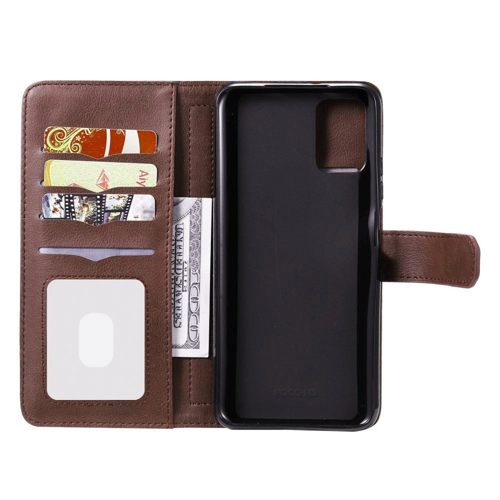 Xiaomi Poco M3 Flip Leather Case m. Extra korthållare - Brun