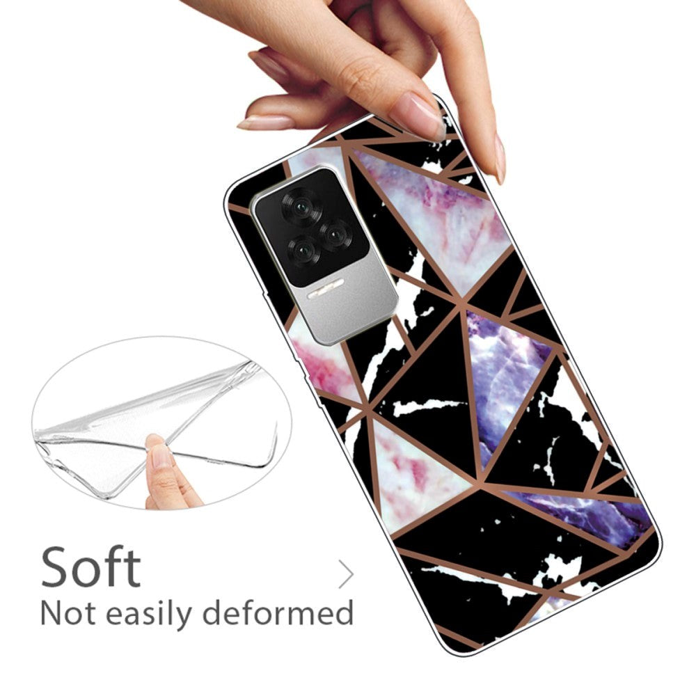 Xiaomi Poco F4 Flexibel Plastskal - Svart Marmor