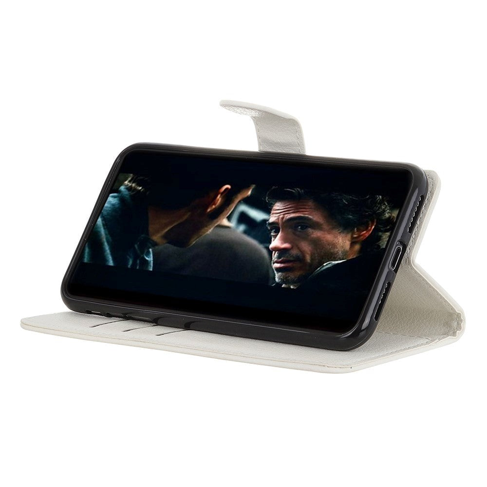 Alcatel 1s (2020) Litchi läderplånbok - Vitt