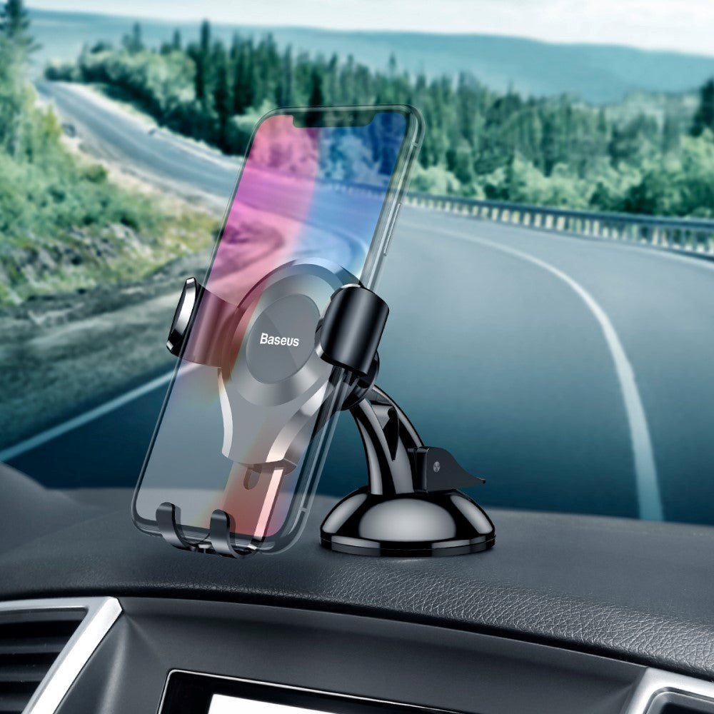 Baseus Suction Cup Gravity Car Mount - Telefonhållare för Bil - Max Mobil: 63 x 88mm - Svart