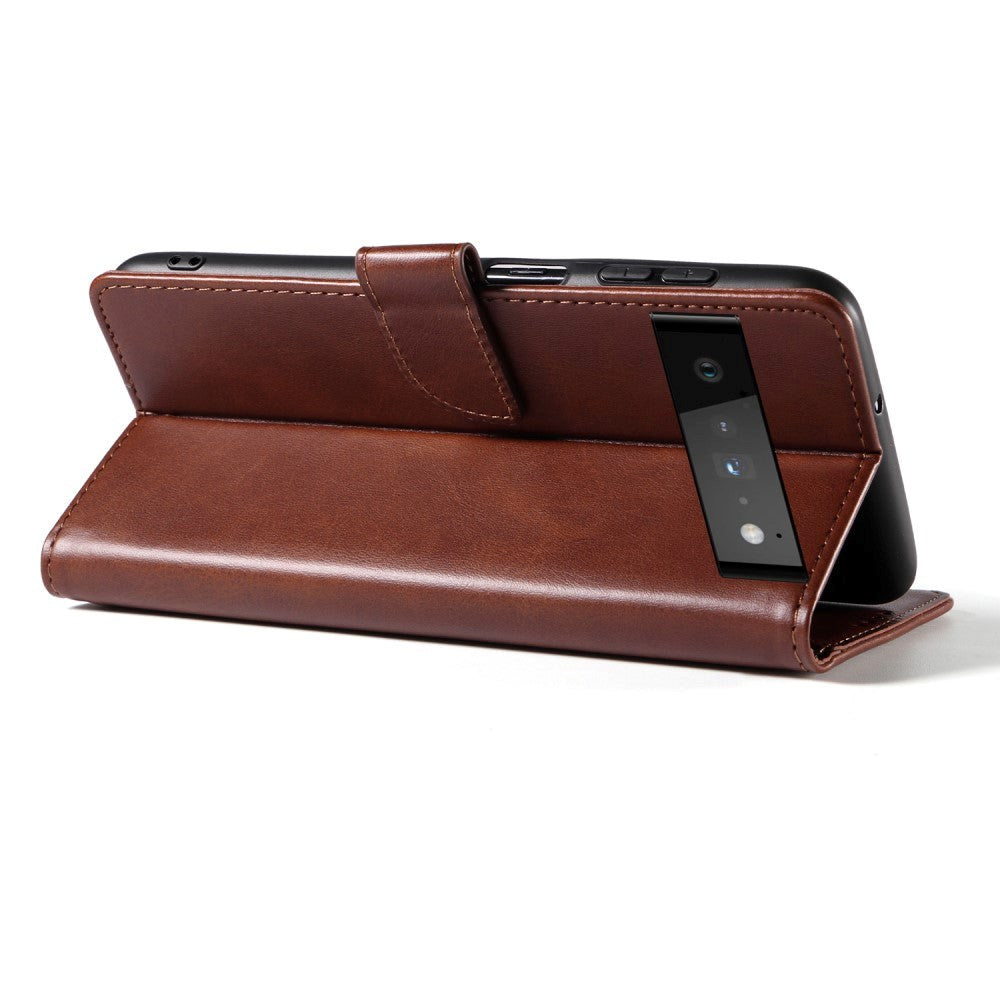 Google Pixel 6 Pro Kunstläder Fodral m. Plånbok - Brun