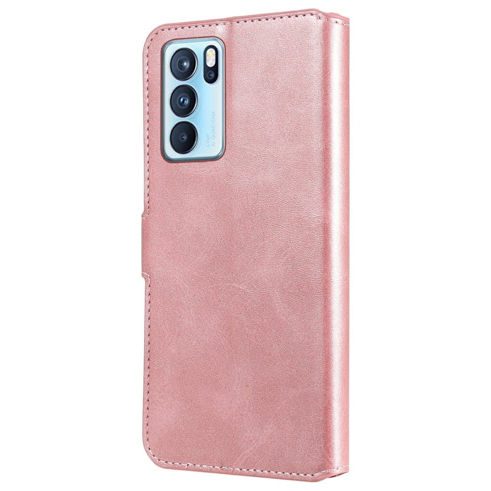 Oppo Reno6 Pro Läder Plånboksfodral & Magnetlås - Rose Gold