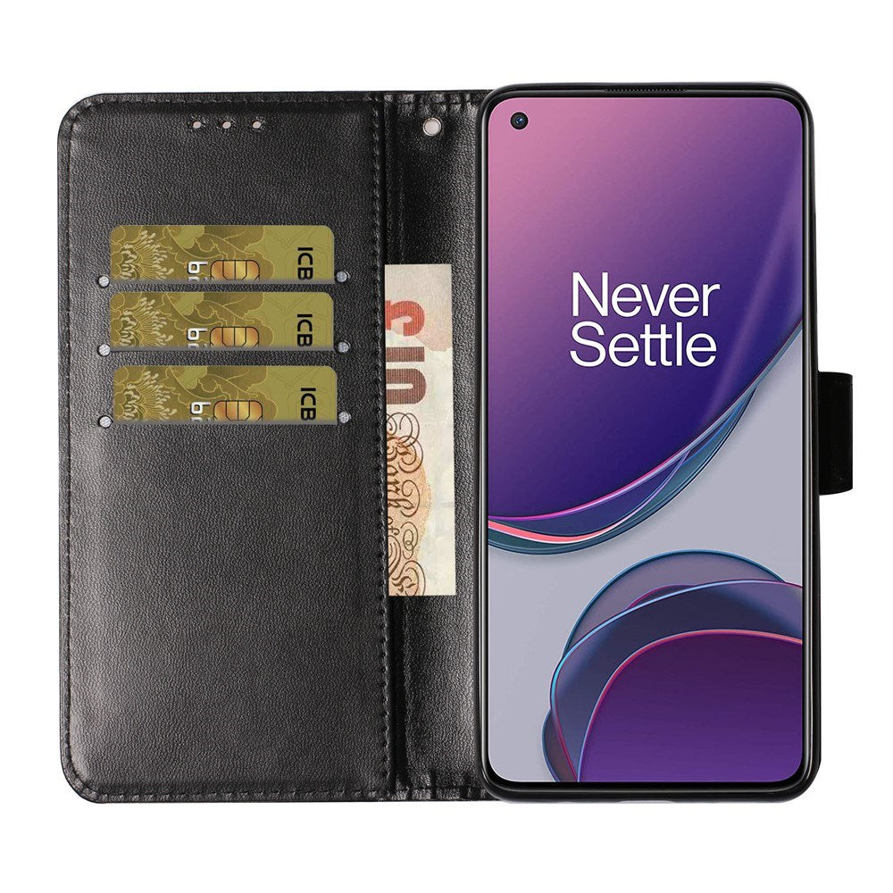 EIDERWOOD OnePlus 8T Konstläder Fodral med Rem & Korthållare - Svart