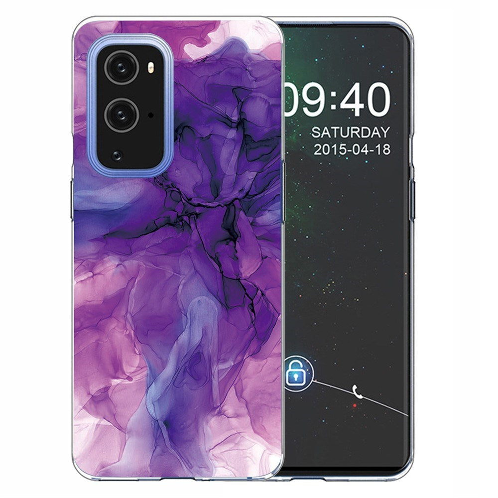 EIDERWOOD OnePlus 9 Pro Flexibelt Plast Skal med Marmordesign - Lila