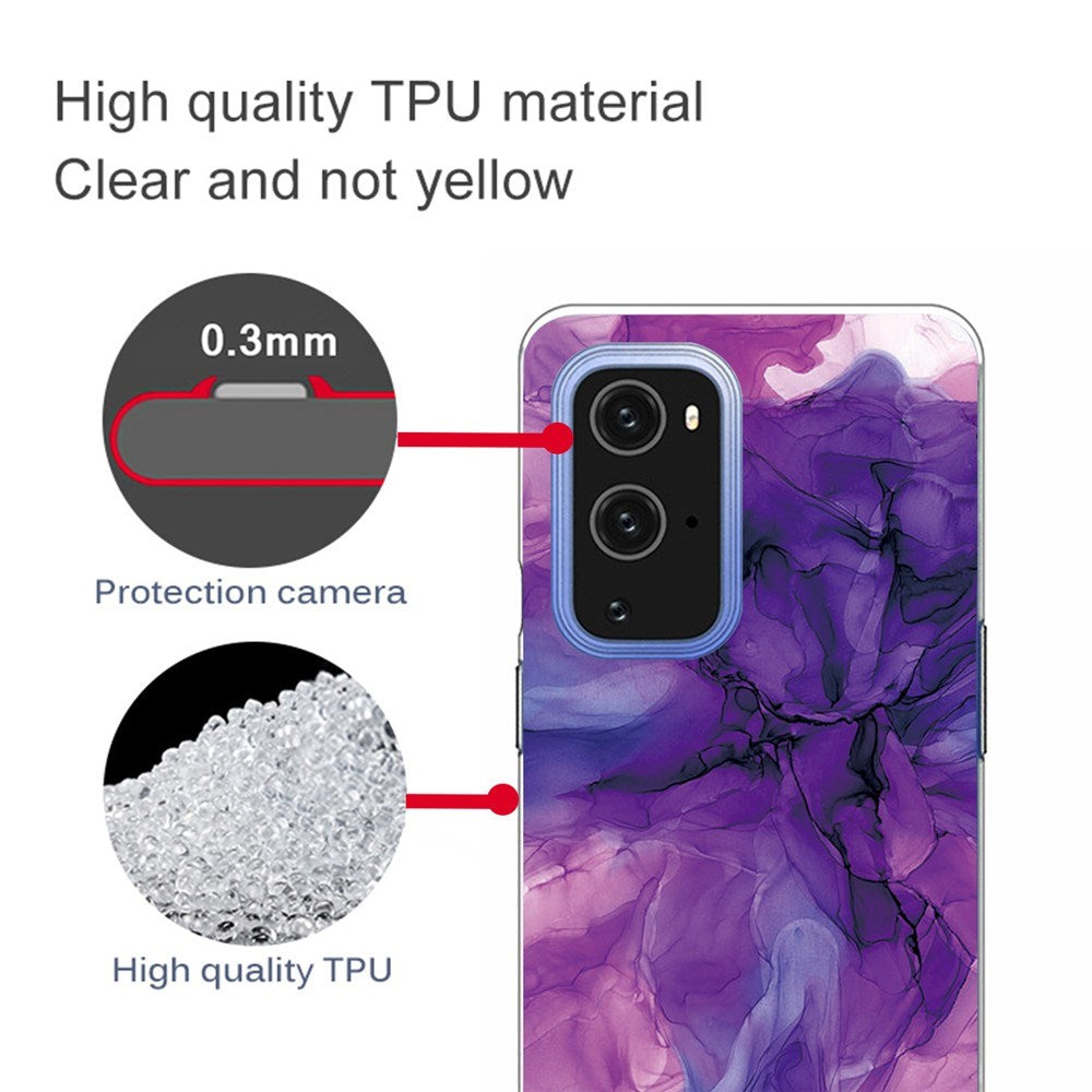 EIDERWOOD OnePlus 9 Pro Flexibelt Plast Skal med Marmordesign - Lila