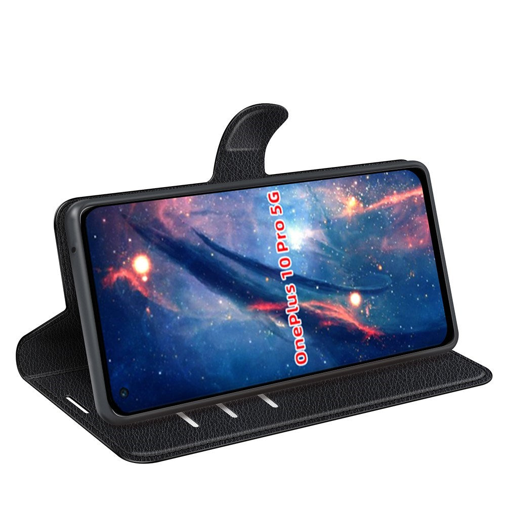 EIDERWOOD OnePlus 10 Pro Konstläder Flip Fodral m. Korthållare & Ställfunktion - Svart