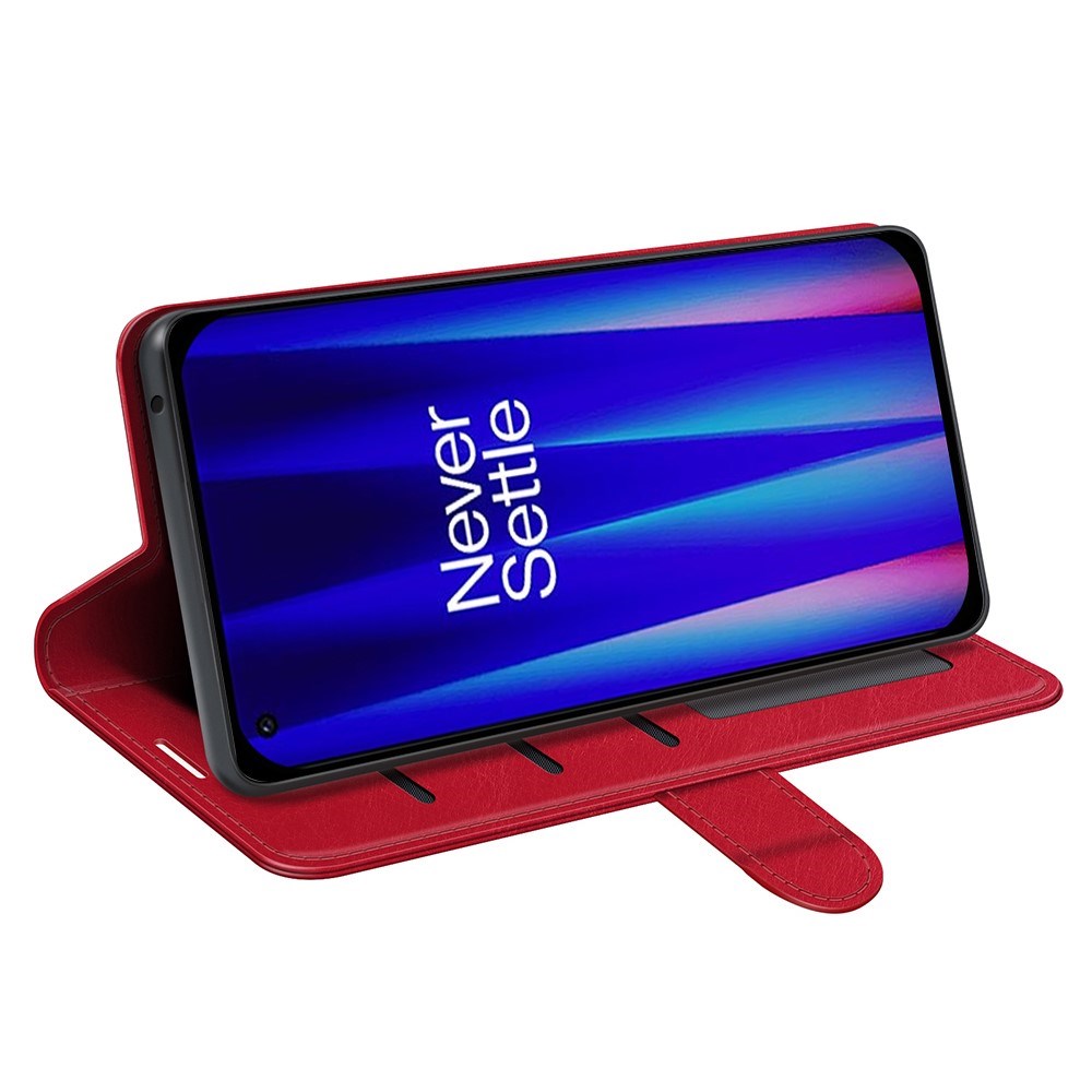 EIDERWOOD OnePlus Nord CE 2 (5G) Konstläder Flip Fodral m. Korthållare & Ställfunktion - Röd