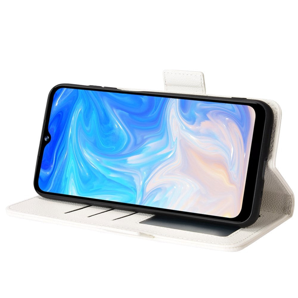 Doogee N40 Pro Plånboksfodral Konstläder med Litchi-textur - Vit