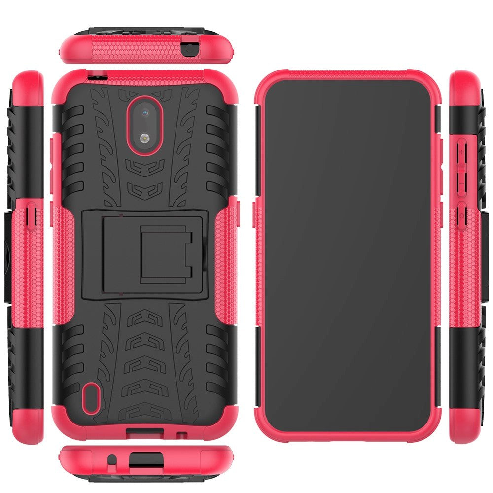 Nokia 1.3 Cool Tire Tough Case m. Stand - Svart / rosa