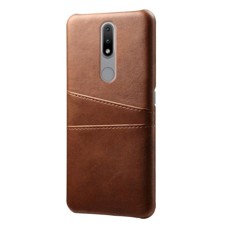 Nokia 2.4 Läderfodral med plastkortshållare - Brown
