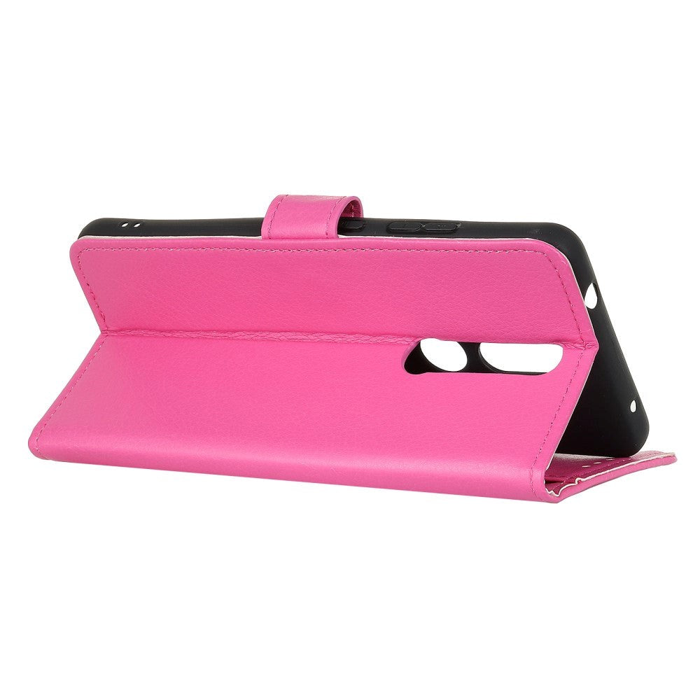 Nokia 2.4 Litchi läderplånbok - rosa - rosa