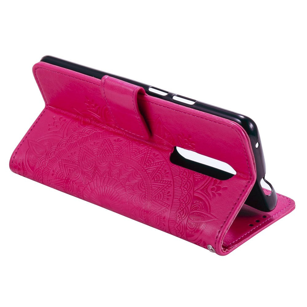 Nokia 2.4 Läderplånbok - Mandala Mönster Rose