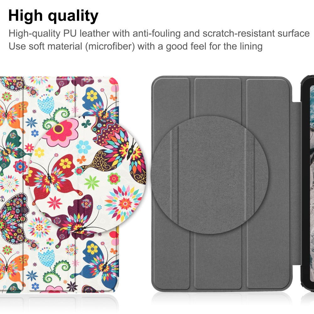 Nokia T20 Läderfodral m. Folding & Standing - fjärilar
