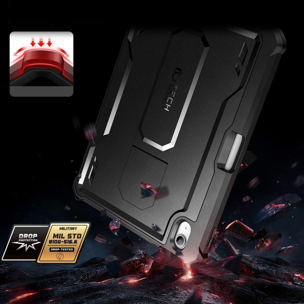 iPad 11 (2025) / iPad 10.9 (2022/2024) Tech-Protect Kevlar Pro 360-skydd med skärmskydd - Svart