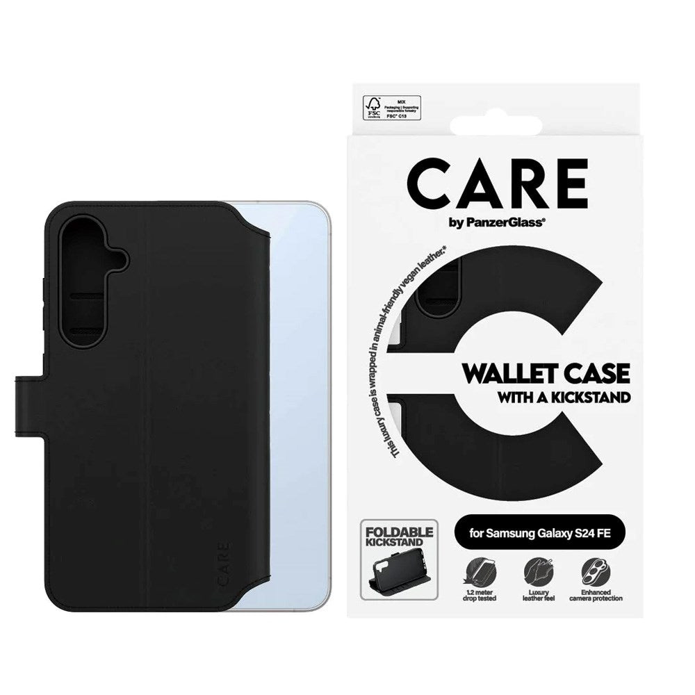 CARE by PanzerGlass Samsung Galaxy S24 FE Feature Wallet Case med Stativfunktion - Svart