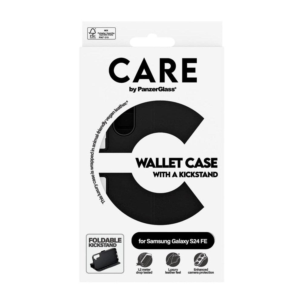 CARE by PanzerGlass Samsung Galaxy S24 FE Feature Wallet Case med Stativfunktion - Svart