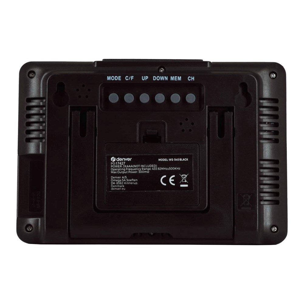 Denver Väderstation med Inbyggd Klocka & Färgglad Display - Svart