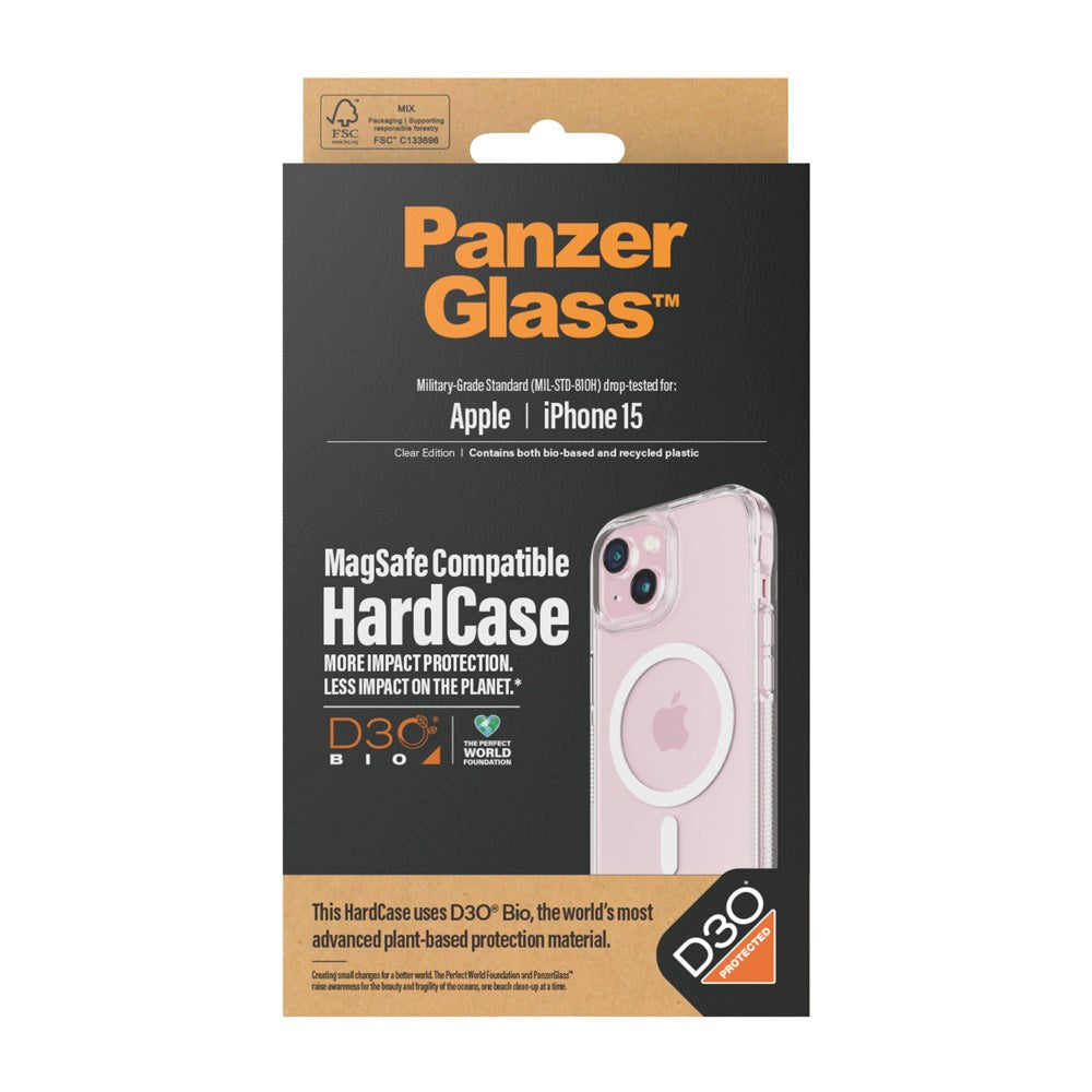 iPhone 15 Skal PanzerGlass D3O® Bio HardCase - MagSafe Kompatibelt - Transparent