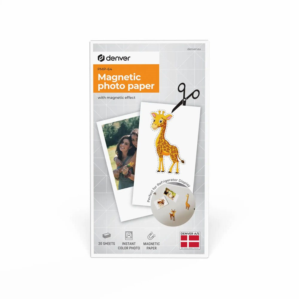 Denver PMP-64 Magnetiskt Fotopapper för MCP-6010 Bluetooth Skrivare - 20 st - Vit