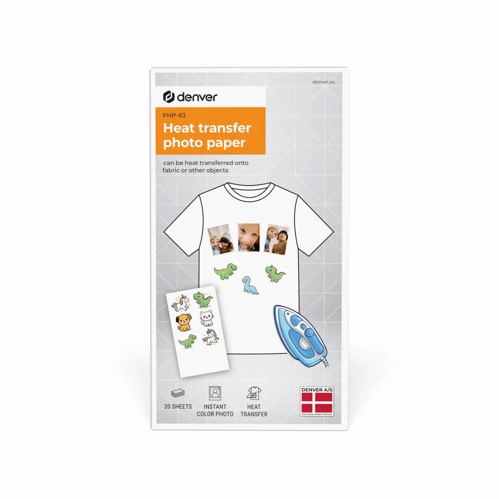 Denver PHP-63 Värmeöverföringsfotopapper till MCP-6010 Bluetooth Printer - 20 st - Vit