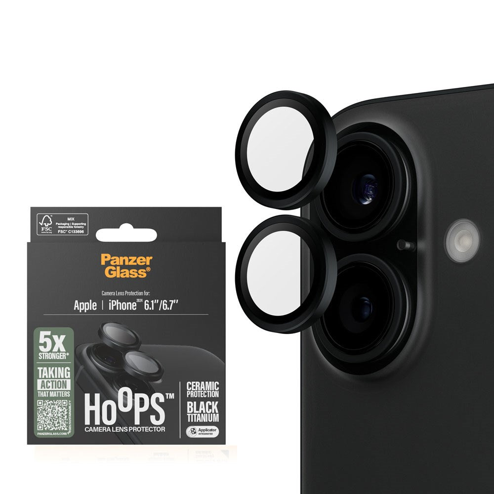 iPhone 16 / 16 Plus PanzerGlass Ceramic Hoops - Kameraskydd - Genomskinlig