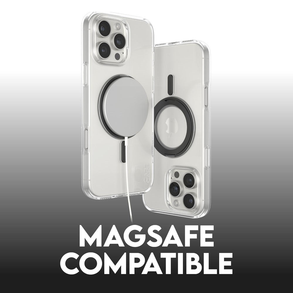 CARE by PanzerGlass iPhone 16 Pro Max Feature Kickstand Skal - MagSafe Kompatibel - Transparent / Black