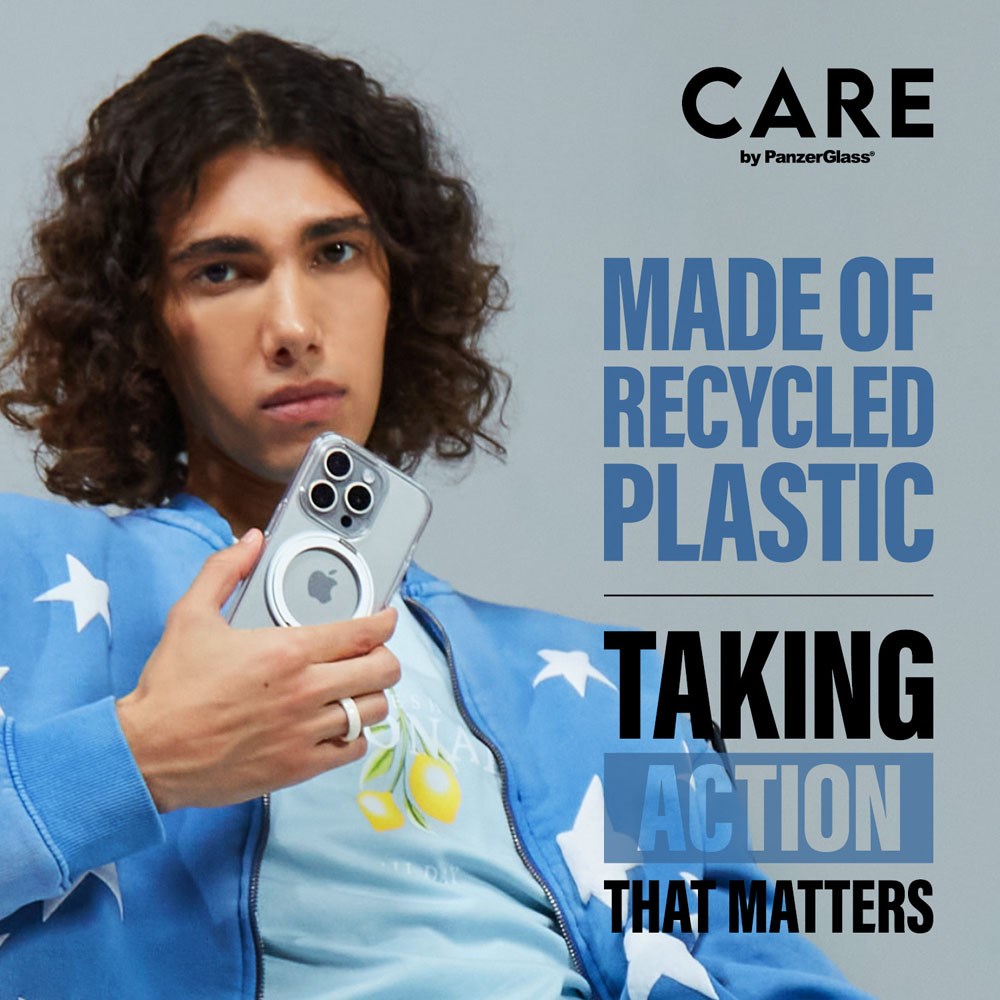 CARE by PanzerGlass iPhone 16 Plus Feature Kickstand Skal - MagSafe Kompatibel - Transparent / Silver