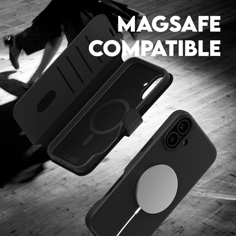 CARE by PanzerGlass iPhone 16 Plus Feature Tango 2-i-1 Skal med Plånbok - Svart