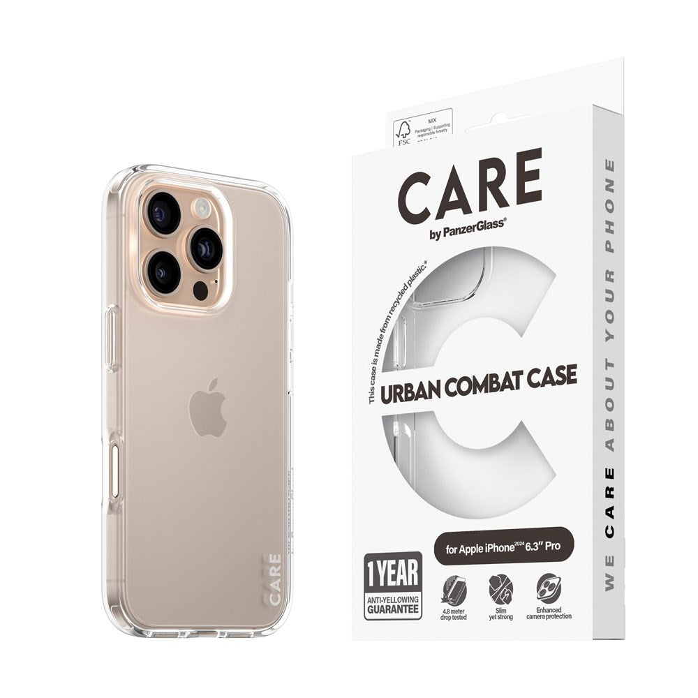 CARE by PanzerGlass iPhone 16 Pro FLAGSHIP Urban Combat Skal - Transparent