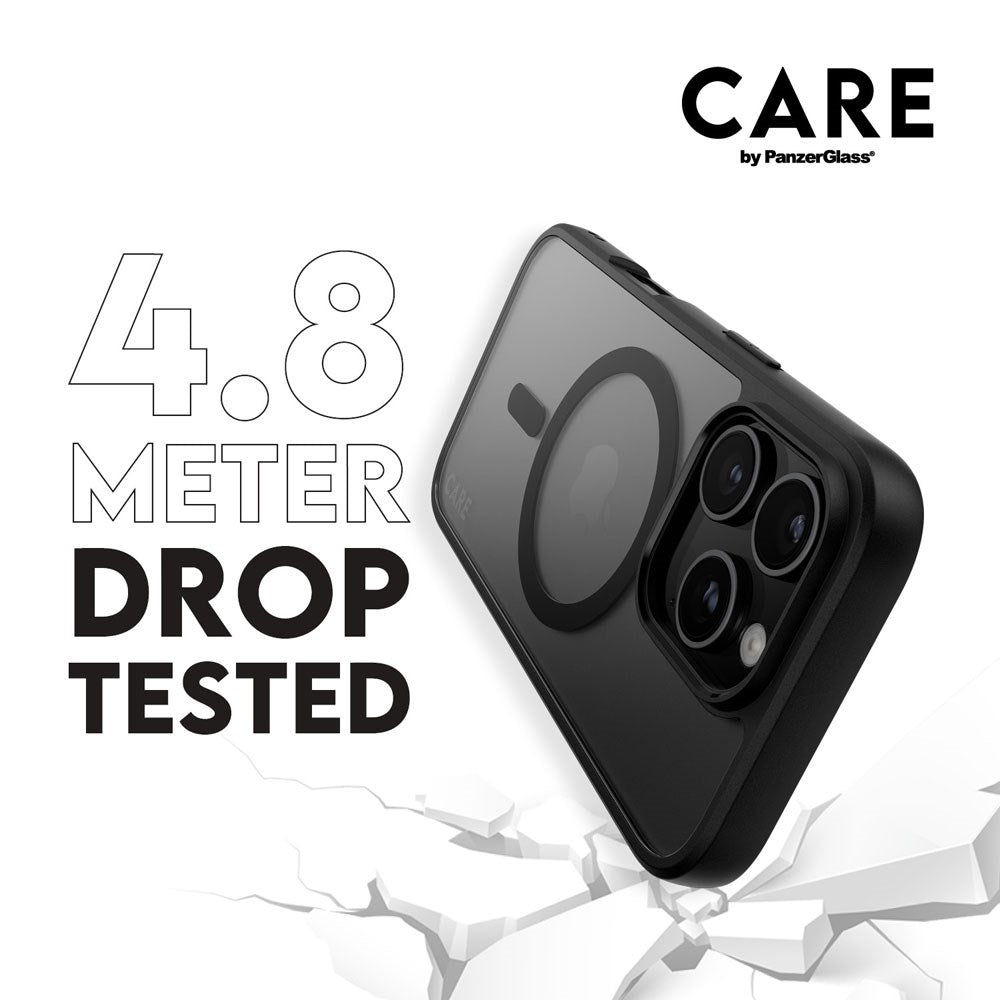 CARE by PanzerGlass iPhone 16 Pro FLAGSHIP Urban Combat Skal - MagSafe Kompatibel -Transparent / Black Frame