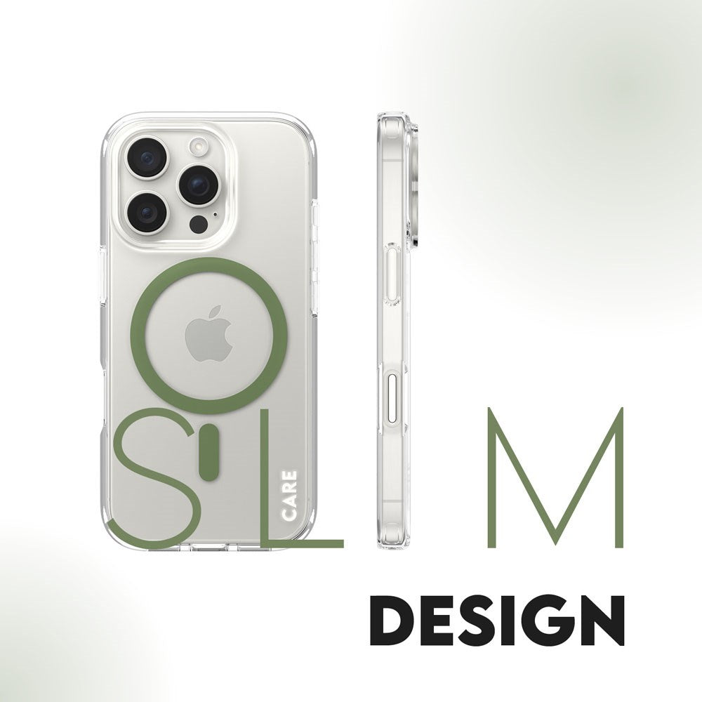 CARE by PanzerGlass iPhone 16 Pro FLAGSHIP Urban Combat Skal - MagSafe Kompatibel -Transparent / Piquant Green