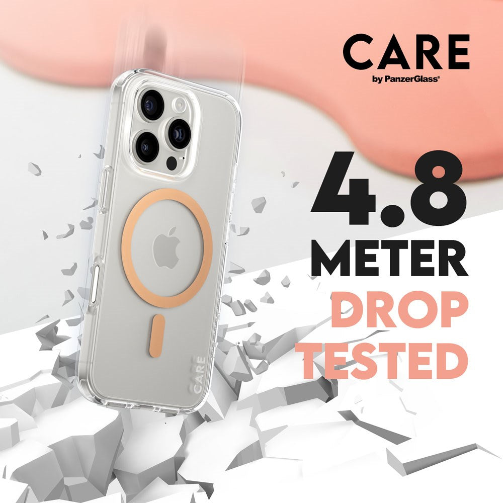 CARE by PanzerGlass iPhone 16 Pro FLAGSHIP Urban Combat Skal - MagSafe Kompatibel -Transparent / Peach Fuzz