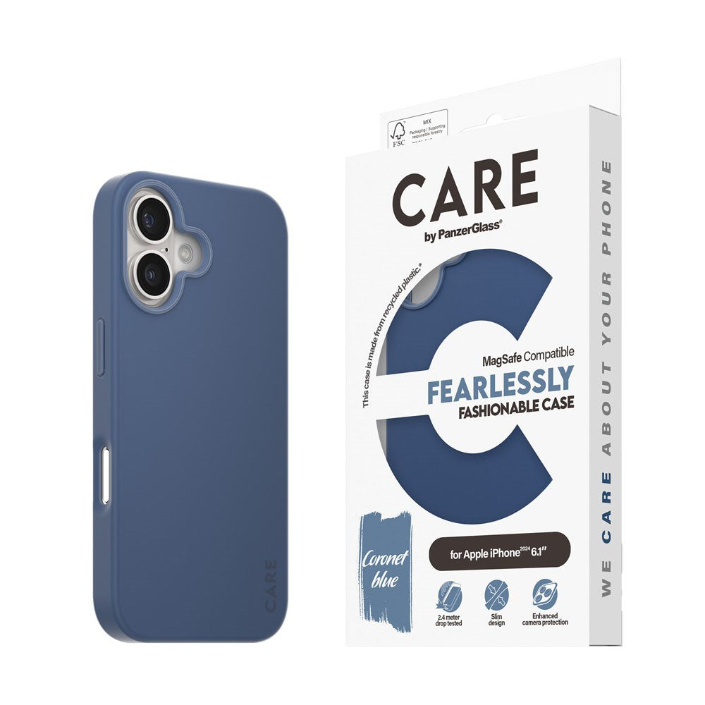 CARE by PanzerGlass iPhone 16 FASHION Fearlessly Fashionable Skal - MagSafe Kompatibel - Coronet Blue