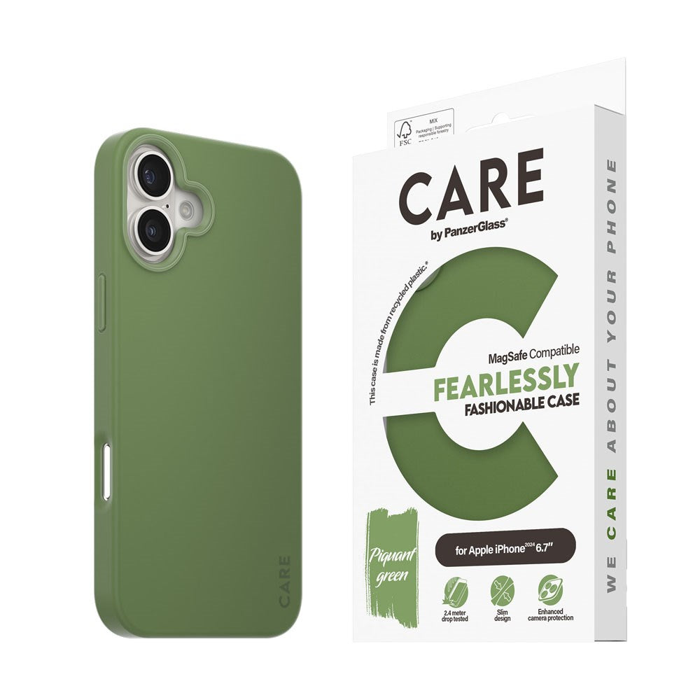 CARE by PanzerGlass iPhone 16 Plus FASHION Fearlessly Fashionable Skal - MagSafe Kompatibel - Piquant Green