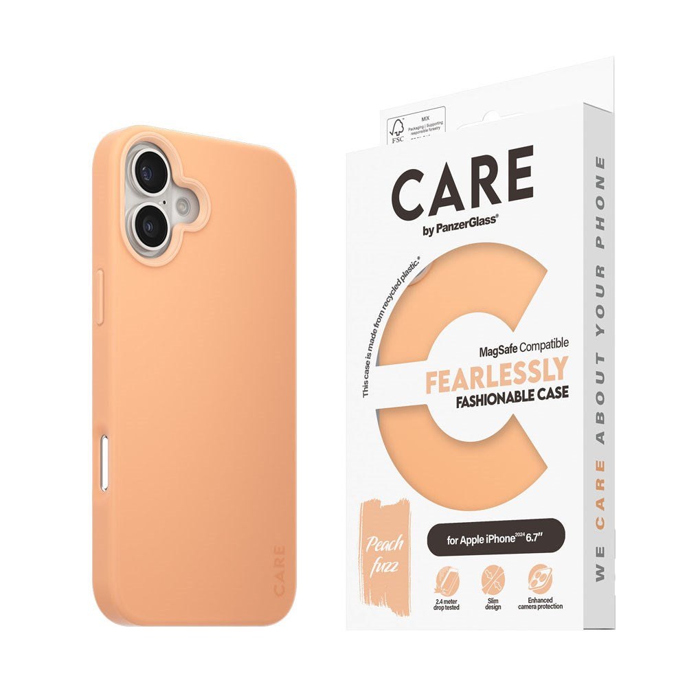 CARE by PanzerGlass iPhone 16 Plus FASHION Fearlessly Fashionable Skal - MagSafe Kompatibel - Peach Fuzz