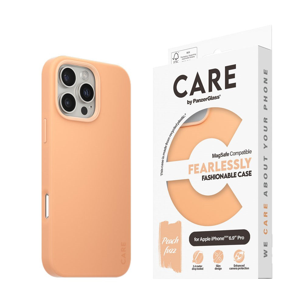 CARE by PanzerGlass iPhone 16 Pro Max FASHION Fearlessly Fashionable Skal - MagSafe Kompatibel - Peach Fuzz