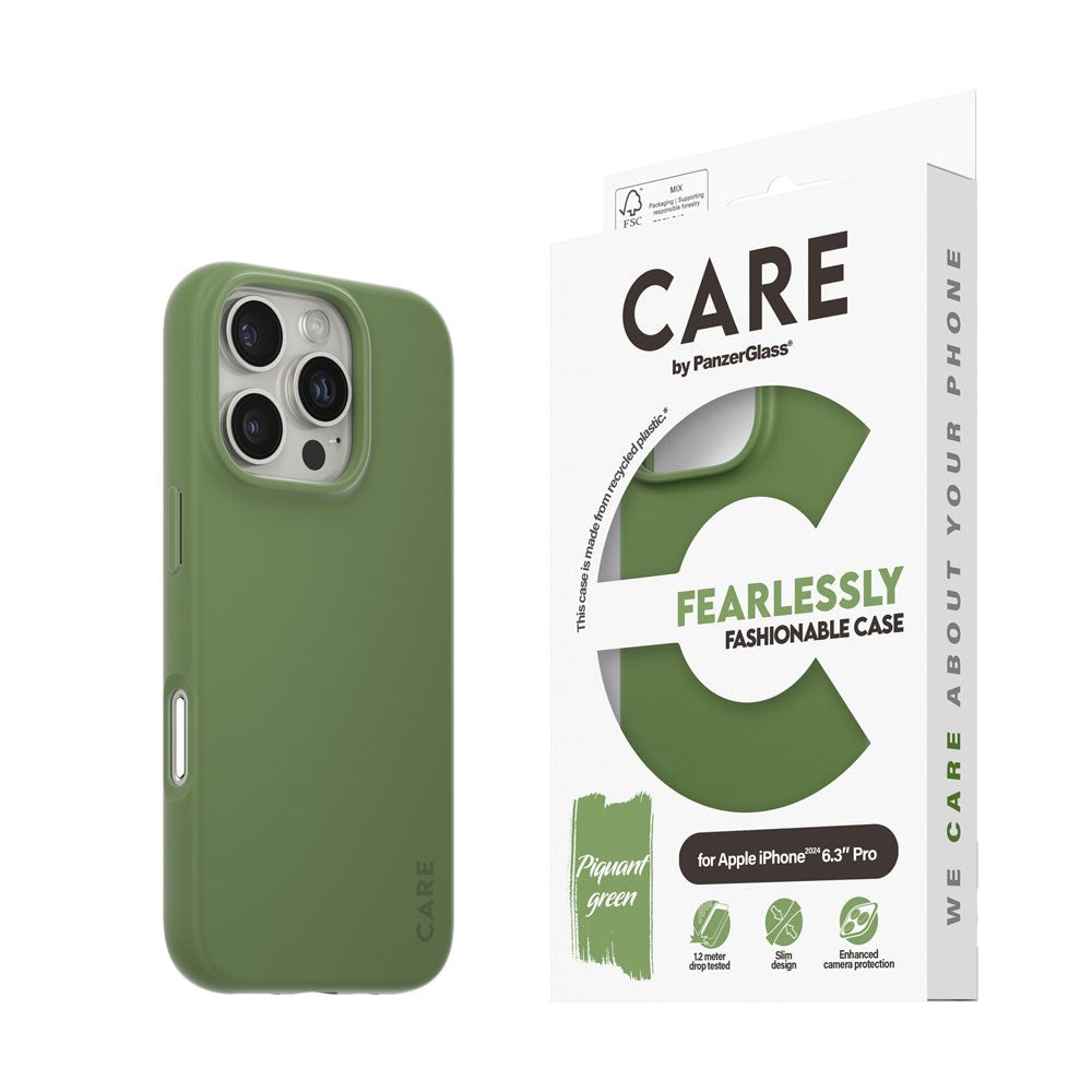 CARE by PanzerGlass iPhone 16 Pro FASHION Fearlessly Fashionable Skal - Piquant Green