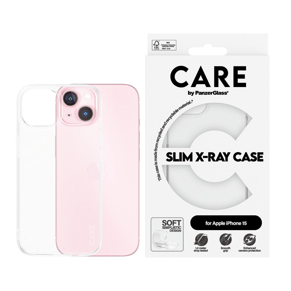 CARE by PanzerGlass iPhone 15 FASHION X-Ray Soft Basic Skal - Genomskinlig