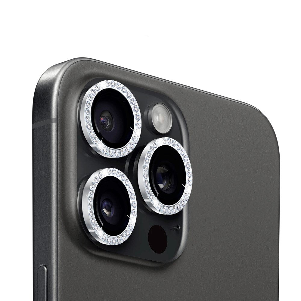 Holdit iPhone 15 Pro / 15 Pro Max Kameralinsskydd - Glitter / Silver