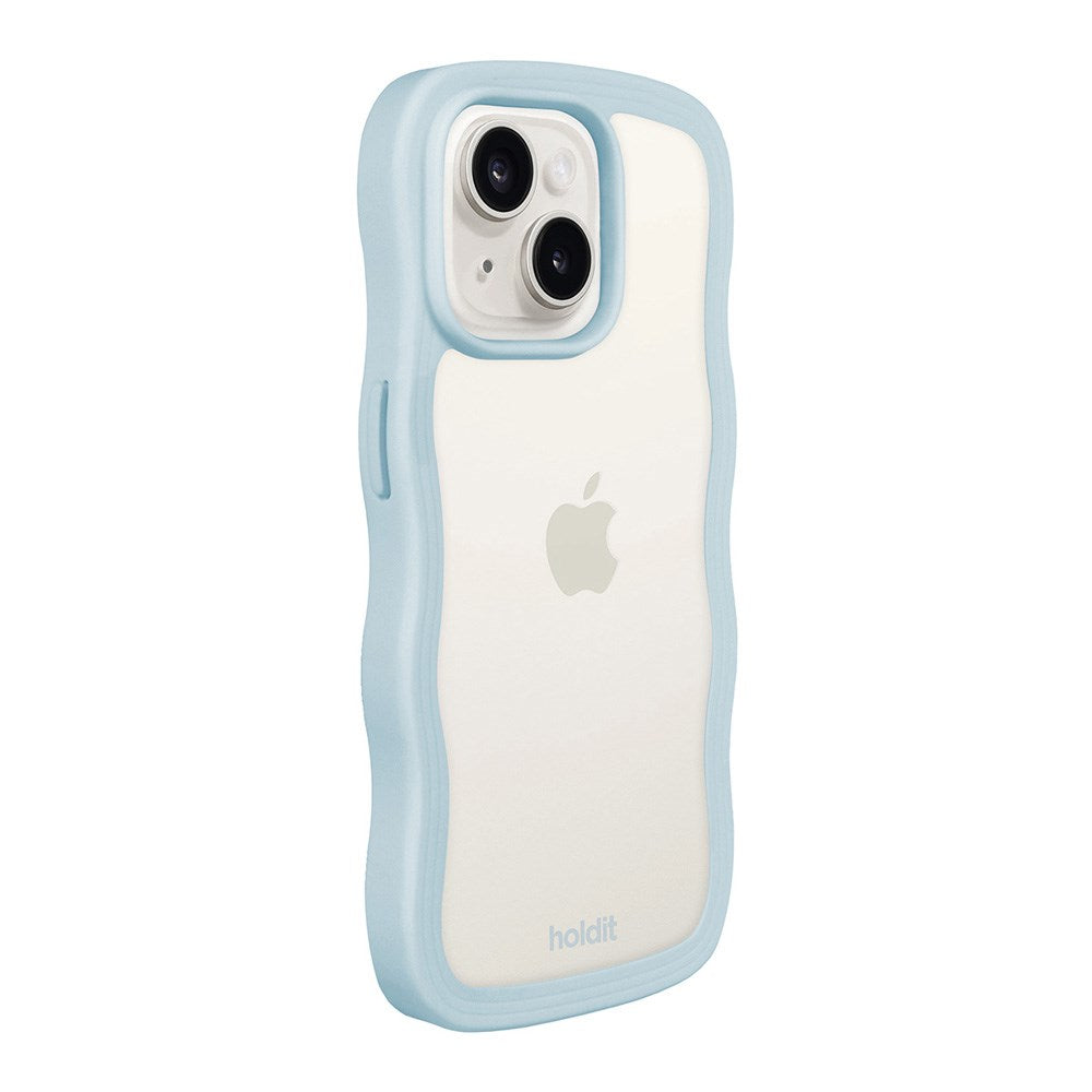 Holdit iPhone 15 / 14 / 13 Wavy Skal - Mineral Blue / Transparent