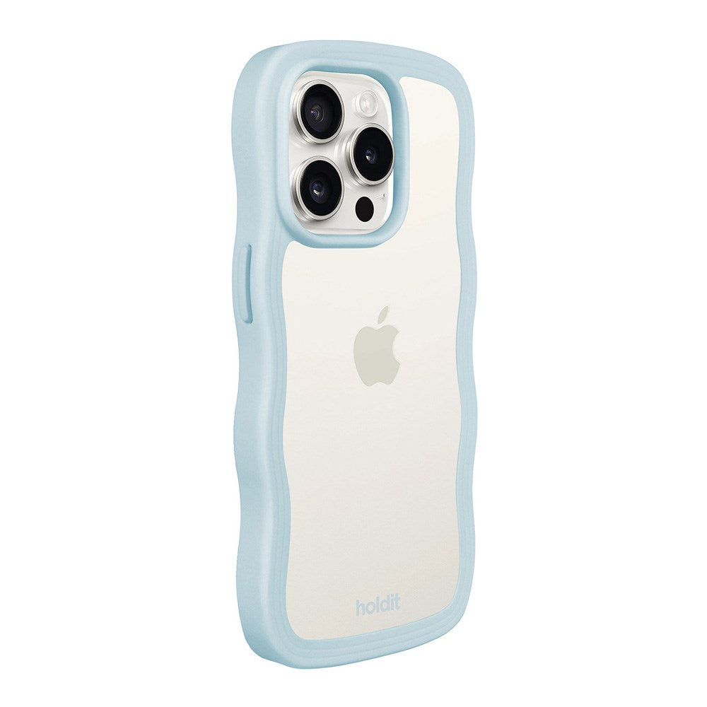 Holdit iPhone 15 Pro Max Wavy Skal - Mineral Blue / Transparent
