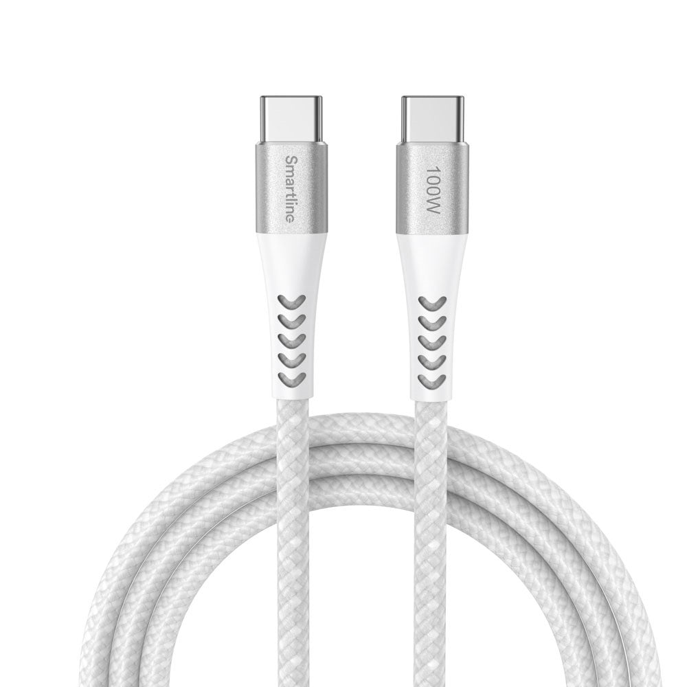 Smartline 100W USB-C till USB-C Kabel 2 m. - Vit