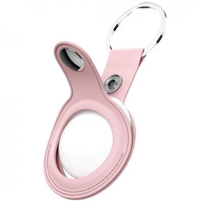 KeyBudz AirTag Nyckelring - Snap Ring - 1 Pack - Konstläder - Rosa