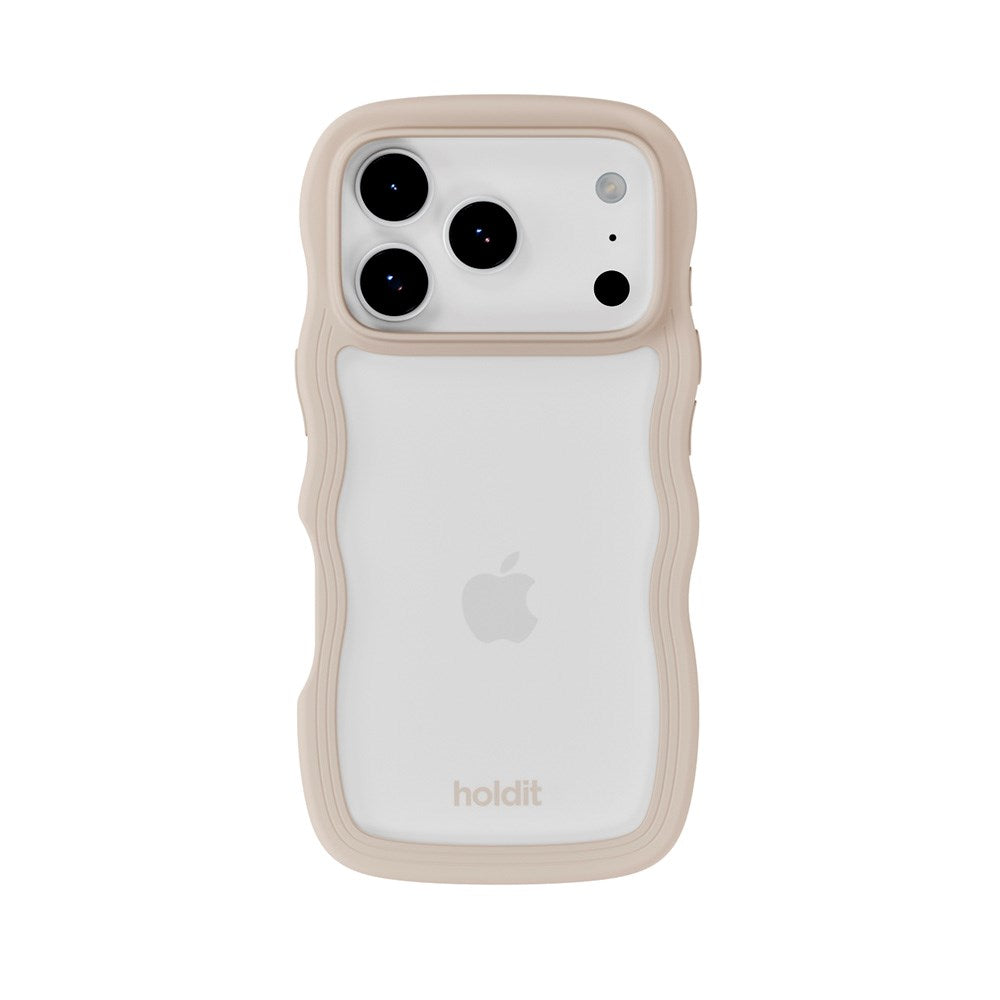 Holdit iPhone 17 Pro Wavy Skal - Light Beige / Transparent