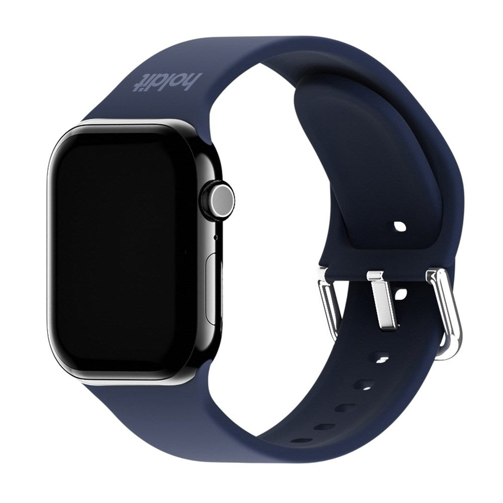 Apple Watch (38/40/SE/41/42mm) Holdit Silikon Klockarmband med Metallspänne - Navy Blue