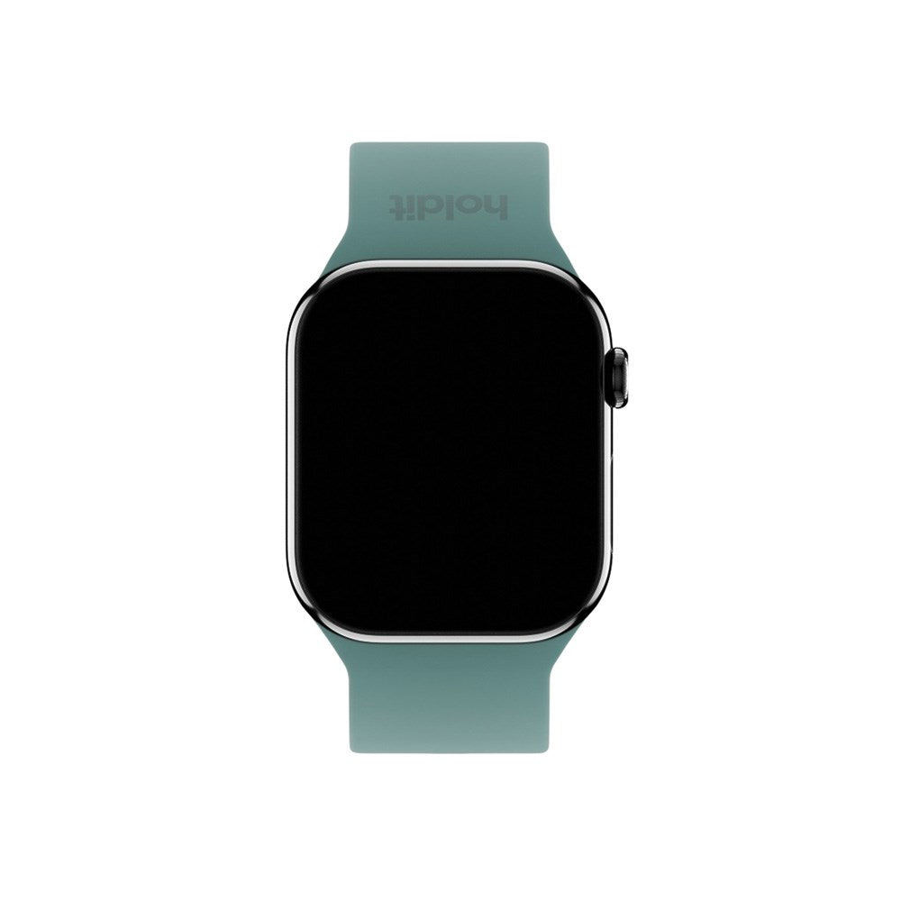 Apple Watch (42/44/SE/45/46/49mm) Holdit Silikon Klockarmband med Metallspänne - Moss Green