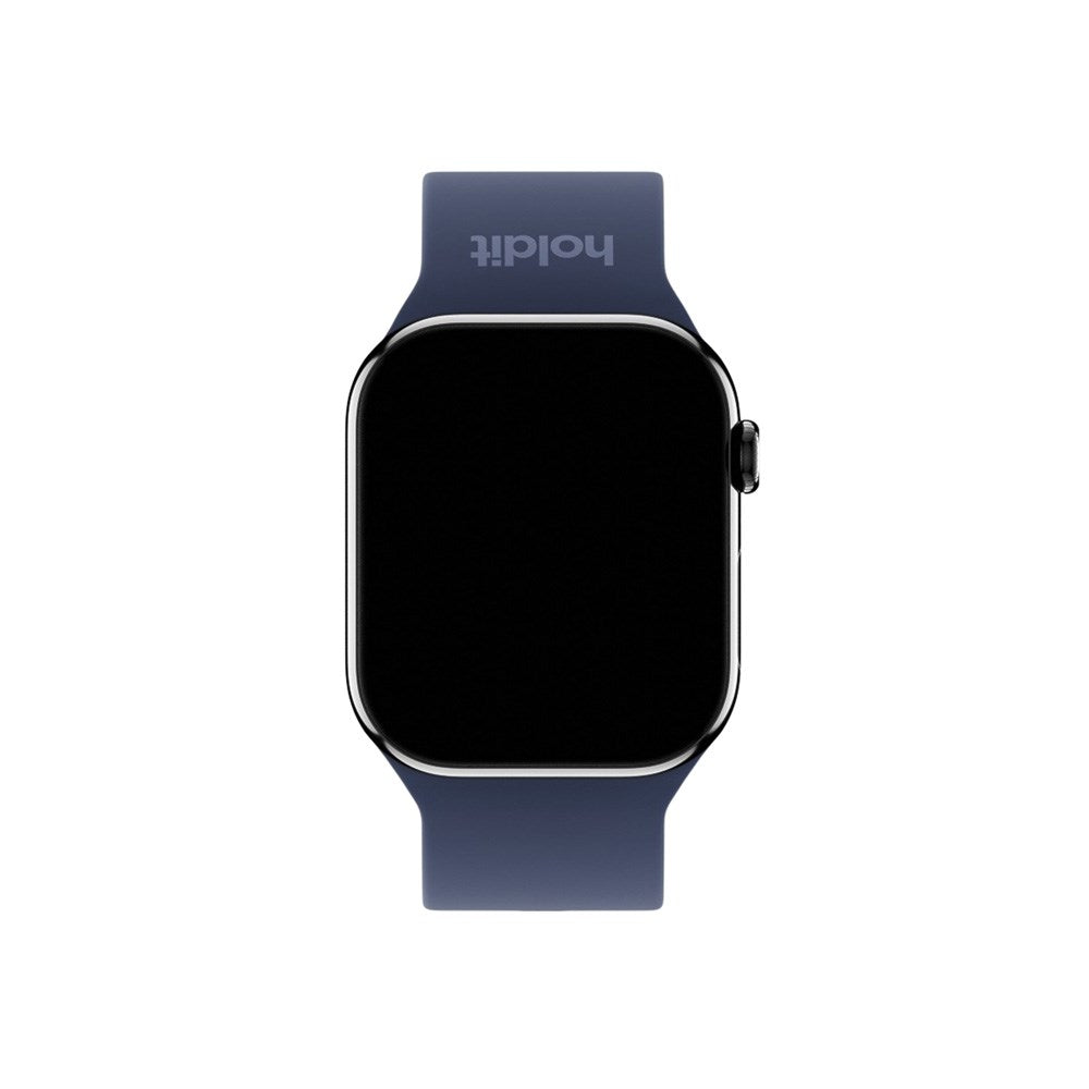 Apple Watch (42/44/SE/45/46/49mm) Holdit Silikon Klockarmband med Metallspänne - Navy Blue