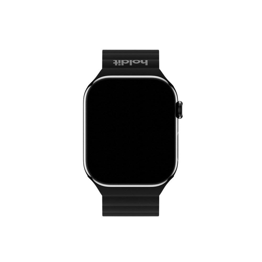 Apple Watch (38/40/SE/41/42mm) Holdit Silicone Magnet Klockarmband - Svart / Grå